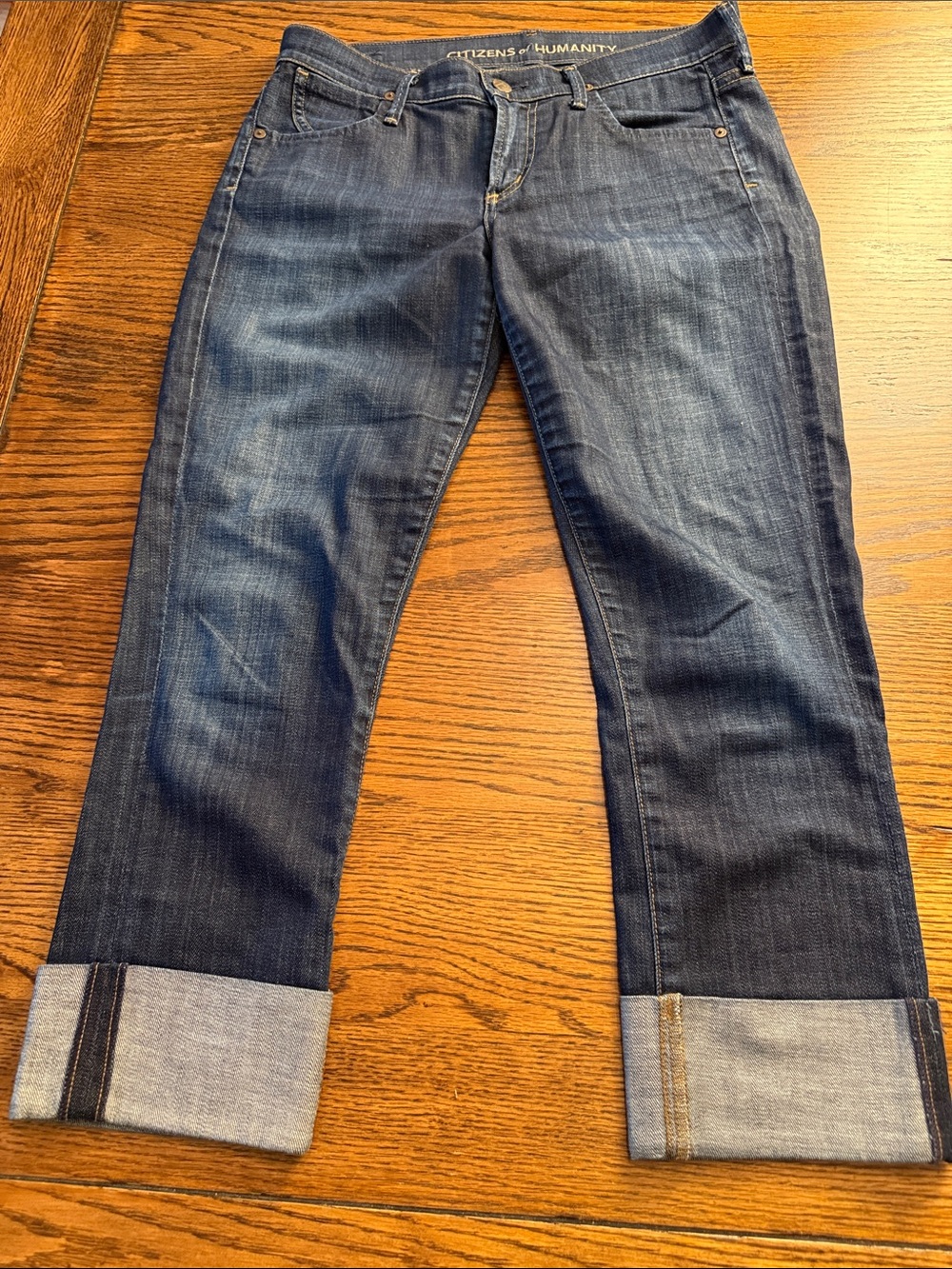 Citizens of Humanity Dani Cropped Straight Leg Jeans 27 Dark Wash Wide Cuff
